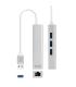 Nanocable Conversor USB 3.0 a Ethernet Gigabit + 3xUSB 3.0, Plata, 15 cm