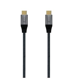 AISENS Cable USB 3.2 Gen2x2 Aluminio 20Gbps 8K@30Hz 5A 100W E-Mark, Tipo USB-C M-USB-C M, Gris, 1.0 m