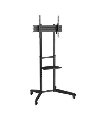 AISENS Soporte de Suelo ECO con Rueda, Bandeja para DVD para Monitor TV 50Kg de 37-70, Negro