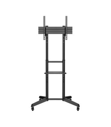 AISENS Soporte de Suelo ECO con Rueda, Bandeja para DVD para Monitor TV 50Kg de 37-70, Negro