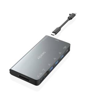 AISENS USB-C Dock 8 en 1, USB-C a 1xHDMI, 1xRJ45, 3xUSB-A, 1xUSB-C Datos+PD, 1xSD, 1xMicro SD, Gris, 10 cm