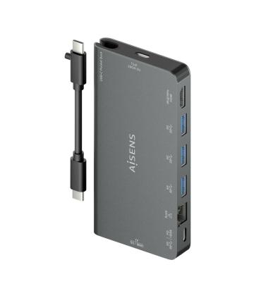 AISENS USB-C Dock 8 en 1, USB-C a 1xHDMI, 1xRJ45, 3xUSB-A, 1xUSB-C Datos+PD, 1xSD, 1xMicro SD, Gris, 10 cm