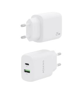 AISENS Cargador 25W, 1xUSB-C PD3.0, 1xUSB-A QC3.0, Blanco