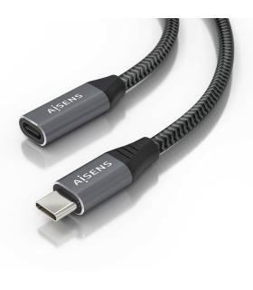 AISENS Cable USB 3.2 Gen2x2 Aluminio 20Gbps 8K@30Hz 5A 100W, Tipo USB-C M-USB-C H, Gris, 2.0 m