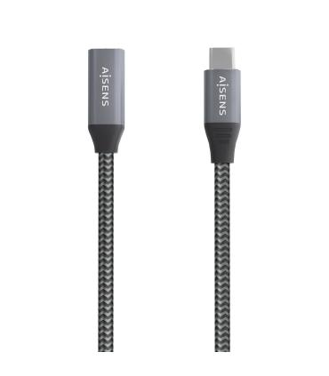 AISENS Cable USB 3.2 Gen2x2 Aluminio 20Gbps 8K@30Hz 5A 100W, Tipo USB-C M-USB-C H, Gris, 2.0 m