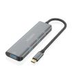 AISENS Hub USB 3.2 Gen1 5G USB-C, USB-C/M-1xUSB-C/H-3xUSB-A/H, Gris, 15 cm