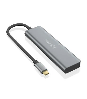 AISENS Hub USB 3.2 Gen1 5G USB-C, USB-C M-2xUSB-C H-2xUSB-A H, Gris, 15 cm