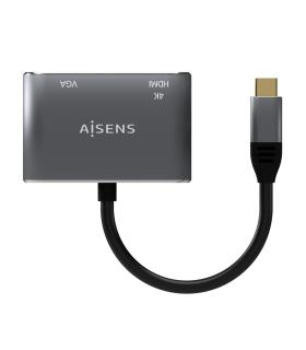 AISENS Conversor USB-C a VGA HDMI 4K, USB-C M-VGA H-HDMI H, Gris, 15CM