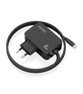 AISENS Cargador GaN 65W PD3.0 1xUSB-C 1.8m, Negro