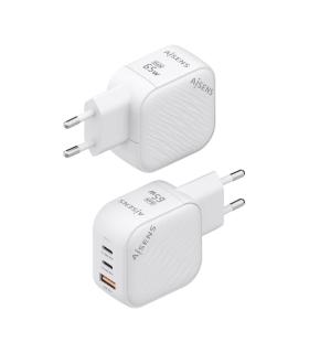 AISENS Cargador GaN 65W, 2xUSB-C PD3.0 QC4.0, 1xUSB-A QC3.0, Blanco