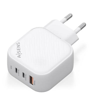 AISENS Cargador GaN 65W, 2xUSB-C PD3.0 QC4.0, 1xUSB-A QC3.0, Blanco