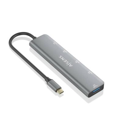 AISENS Hub USB 3.2 Gen1 5G USB-C, USB-C M-1xUSB-C PD100W H-1xUSB-C H-3xUSB-A H, Gris, 15cm