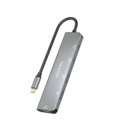 AISENS Hub USB 3.2 Gen1 5G USB-C, USB-C M-1xUSB-C PD100W H-1xUSB-C H-3xUSB-A H, Gris, 15cm