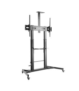 AISENS Soporte de Suelo ECO con Ruedas y Manivela, Bandeja para DVD y Soporte de Cámara para Monitor TV 100Kg de 60-100, Negro