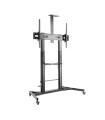 AISENS Soporte de Suelo ECO con Ruedas y Manivela, Bandeja para DVD y Soporte de Cámara para Monitor/TV 100Kg de 60-100, Negro