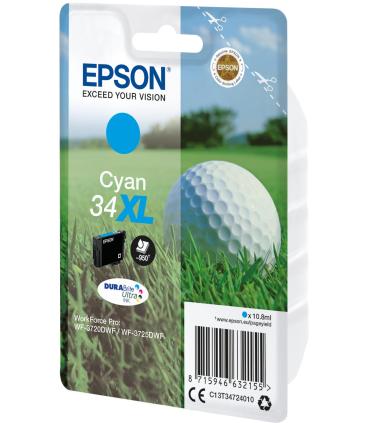 Epson Golf ball Singlepack Cyan 34XL DURABrite Ultra Ink