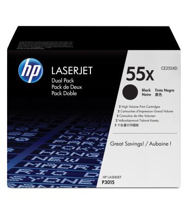 HP Pack de ahorro de 2 cartuchos de tóner original LaserJet 55X de alta capacidad negro