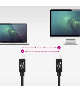 Nanocable Cable USB 4 Gen 3x2 40Gbps 5A 240W, USB-C M-USB-C M, Negro, 1.8 m