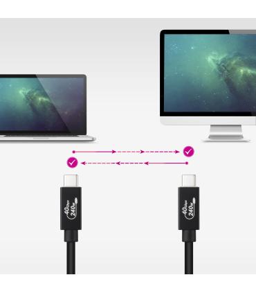 Nanocable Cable USB 4 Gen 3x2 40Gbps 5A 240W, USB-C M-USB-C M, Negro, 1.8 m