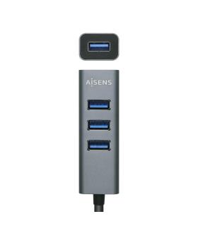 AISENS Hub USB 3.1 USB-C, USB-C M - 4x Tipo A H, Gris, 10 cm