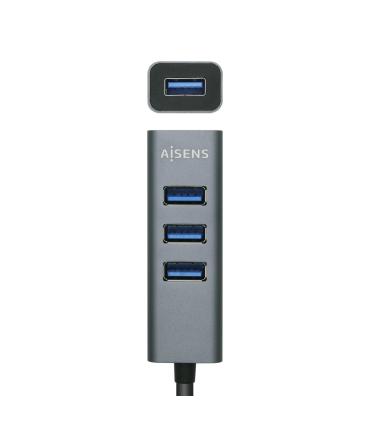 AISENS Hub USB 3.1 USB-C, USB-C M - 4x Tipo A H, Gris, 10 cm