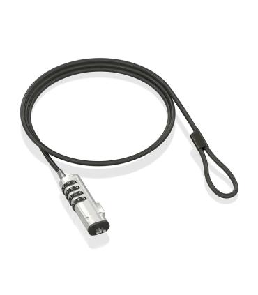 AISENS Cable de Seguridad tipo NANO con cerradura de combinación para ordenador, monitor, portátil 1.5m