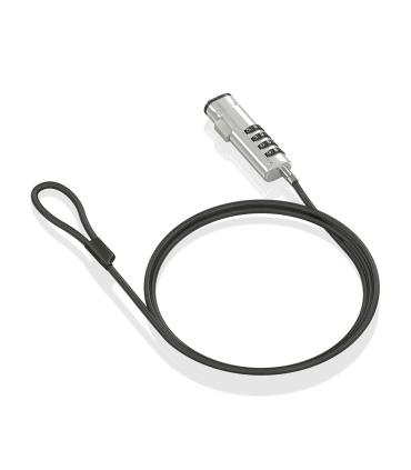 AISENS Cable de Seguridad tipo NANO con cerradura de combinación para ordenador, monitor, portátil 1.5m