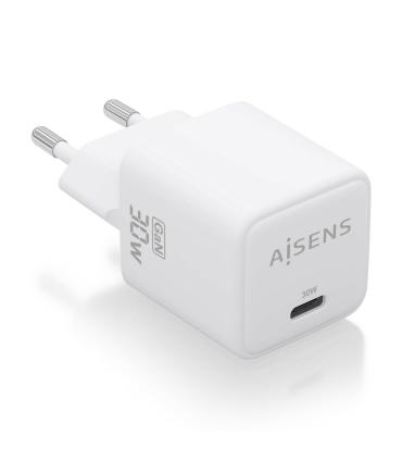 AISENS Cargador Gan 30W, 1xUSB-C PD3.0 QD4.0, Blanco