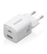 AISENS Cargador Gan 30W, 1xUSB-C PD3.0 QC4.0, 1xUSB-A QC3.0, Blanco