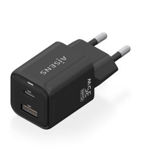 AISENS Cargador Gan 35W, 1xUSB-C PD3.0 QC4.0, 1xUSB-A QC3.0, Negro