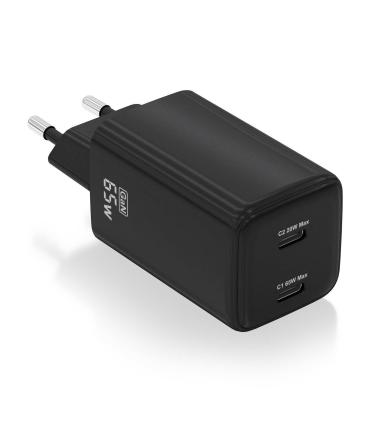 AISENS Cargador Gan 65W, 2xUSB-C PD3.0 QD4.0, Negro