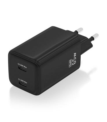 AISENS Cargador Gan 65W, 2xUSB-C PD3.0 QD4.0, Negro