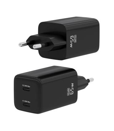 AISENS Cargador Gan 65W, 2xUSB-C PD3.0 QD4.0, Negro