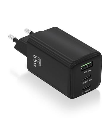 AISENS Cargador Gan 65W, 2xUSB-C PD3.0 QC4.0, 1xUSB-A QC3.0, Negro