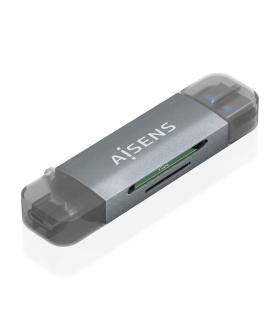 AISENS Lector de Tarjetas SD, Micro SD, MMC, RS-MMC, MMC Micro, USB-A y USB-C, Gris