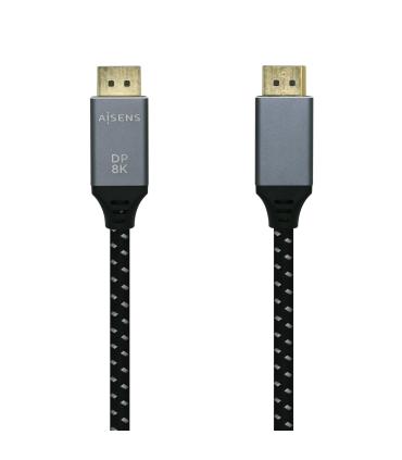 AISENS Cable Displayport V1.4 8k@60hz, DP M-DP M, Gris Negro, 1.5m