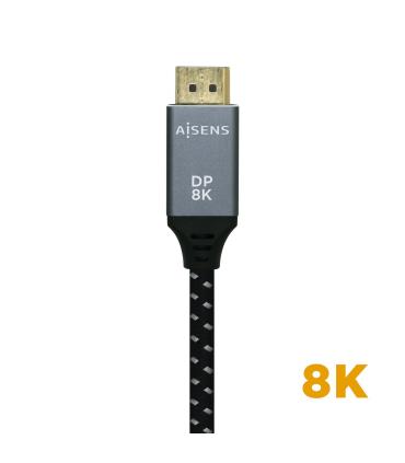 AISENS Cable Displayport V1.4 8k@60hz, DP M-DP M, Gris Negro, 1.5m