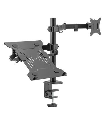 Ewent EW1519 soporte para ordenador portátil Soporte de mesa con estante para ordenador portátil y brazo para monitor Negro