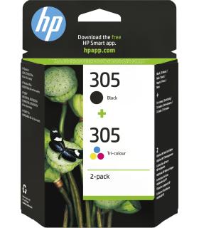 HP Paquete de 2 cartuchos de tinta original 305 tricolor   negro