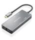 AISENS USB-C Dock 9 En 1, USB-C a 2xHDMI, 1xRJ45, 2xUSB-A USB3.0, 1xUSB-A USB2.0, 1xUSB-C PD, 1xSD, 1xMicro SD, Gris, 15cm