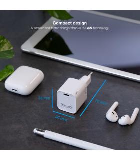 TooQ Cargador de Pared GAN USB-C PD 30W, Blanco