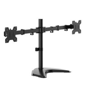 AISENS Soporte de mesa con peana eco giratorio e inclinable para monitor TV 10kg (3 Pivotes, 2 Brazos) de 17-32, Negro