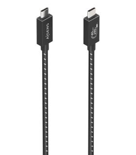 AISENS Cable USB4 Gen3x2 Aluminio 40Gbps 8K@60Hz 5A 48V 240W E-Mark, Tipo USB-C M-USB-C M, Negro, 1.0m