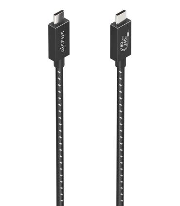 AISENS Cable USB4 Gen3x2 Aluminio 40Gbps 8K@60Hz 5A 48V 240W E-Mark, Tipo USB-C M-USB-C M, Negro, 1.0m