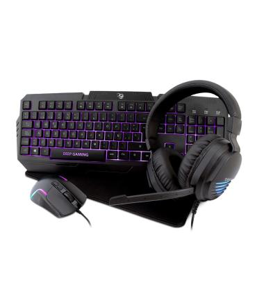 Deep Gaming Pack gaming DeepX-Wing 2 teclado Ratón incluido Juego USB QWERTY Español Negro