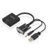 AISENS Cable conversor SVGA+Audio a HDMI, SVGA M+Jack 3.5 M+USB-A M-HDMI A H, Negro, 20cm