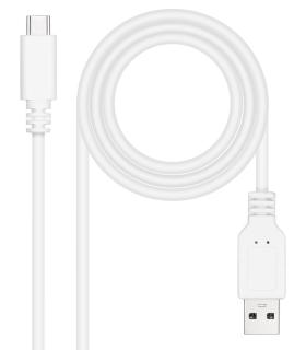 Nanocable Cable USB 2.0 3A, tipo USB-C M-A M, Blanco, 2 m