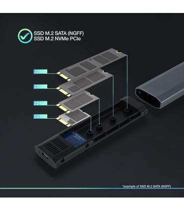 TooQ Shura Caja externa para unidad de estado sólido (SSD) Gris M.2