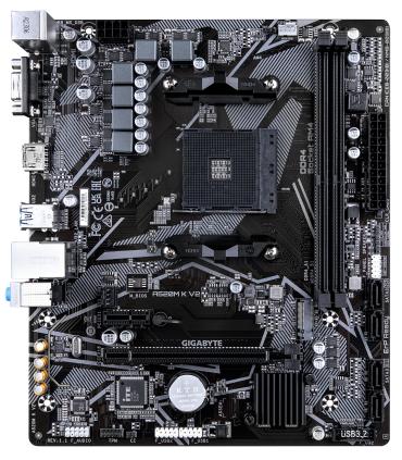 GIGABYTE Placa base A520M K V2 - Compatible con CPUs AMD Ryzen serie 5000 AM4, hasta 5100MHz DDR4 (OC), PCIe Gen3 x4 M.2, LAN