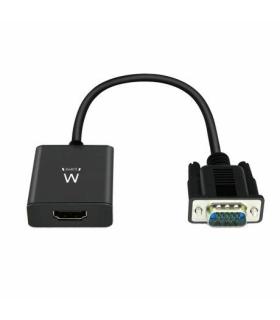 Ewent EW9866 adaptador de cable de vídeo 0,202 m VGA (D-Sub) HDMI + 3.5mm Negro